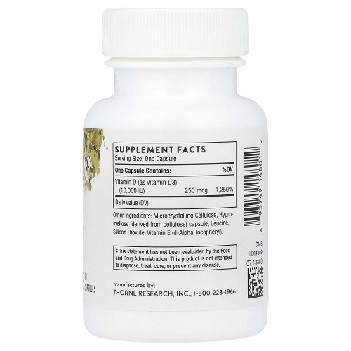 Thorne, D-10 000, 60 капсул (250 мкг в 1 капсуле)